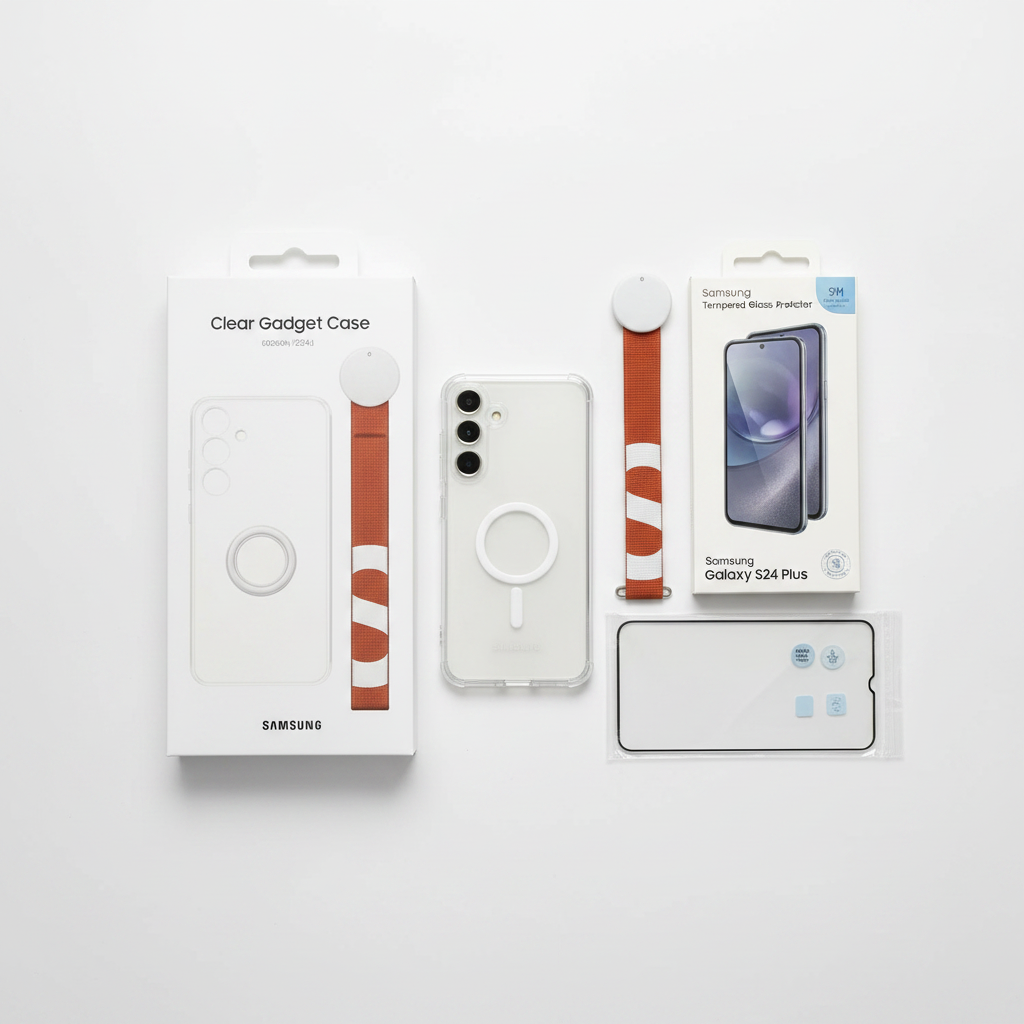 Samsung Clear Gadget Case S24+ Bundle mit Panzerglas – Komplett-Schutz Set