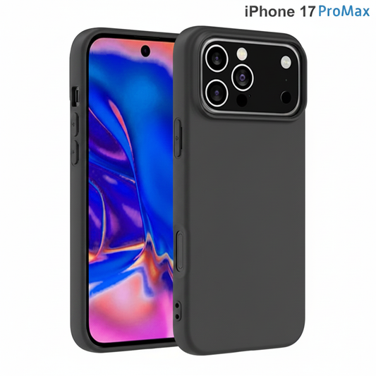 OKKES Basic TPU Case iPhone 17 Pro Max Schwarz – Hauptbild Front & Back