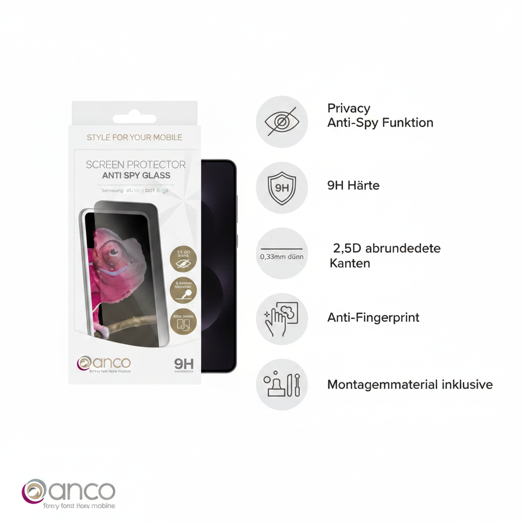 anco Privacy Panzerglas Samsung Galaxy S25 Edge – Infografik