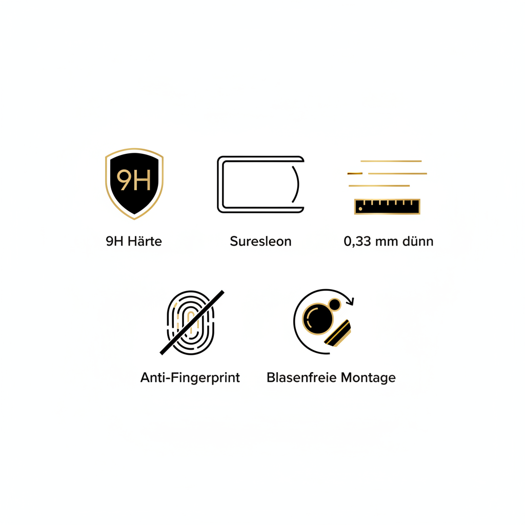 anco Tempered Glass Fullscreen – 9H Härte, Fullscreen, 0,33 mm, Anti-Fingerprint, blasenfreie Montage
