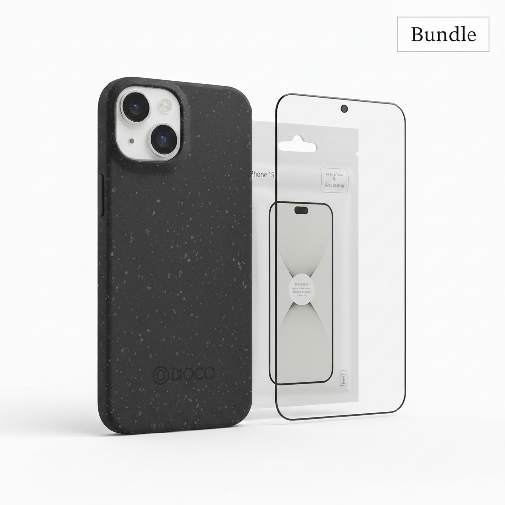 anco Bioly Case iPhone 15 Bundle mit Panzerglas