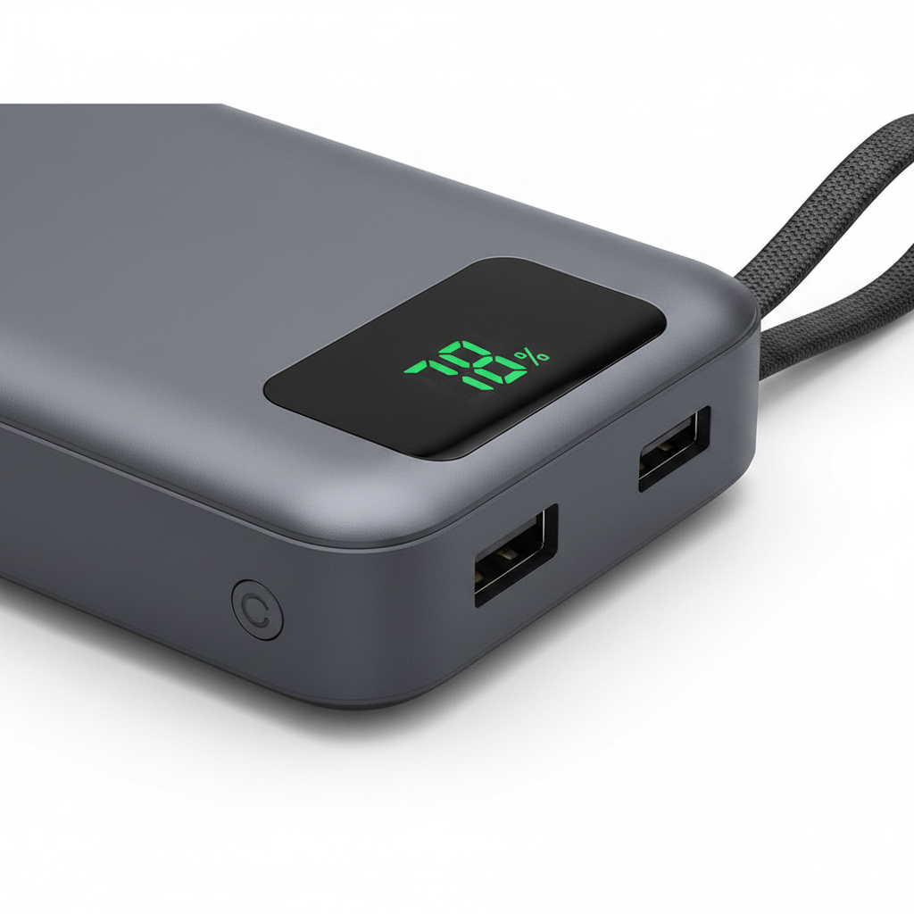 Powerbank Ports und Display Makro