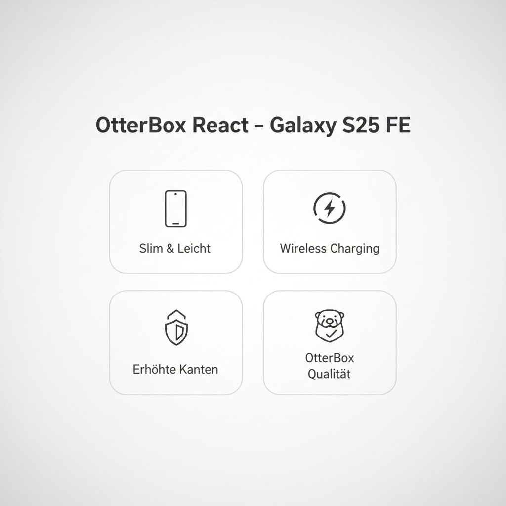 OtterBox React Case S25 FE – Slim & Leicht, Wireless Charging, Erhöhte Kanten, OtterBox Qualität