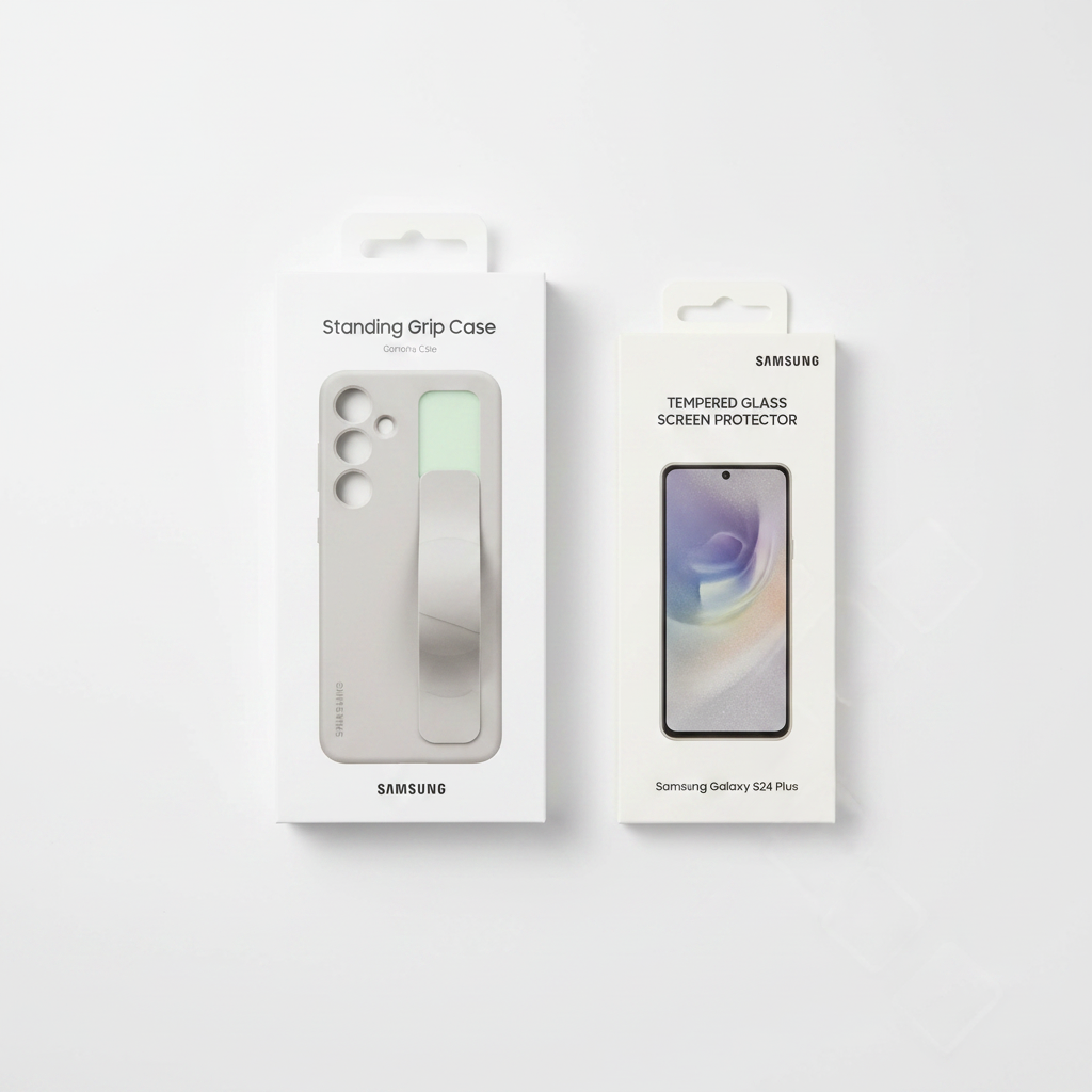 Samsung Standing Grip Case S24+ Bundle mit Panzerglas – Komplett-Schutz Set