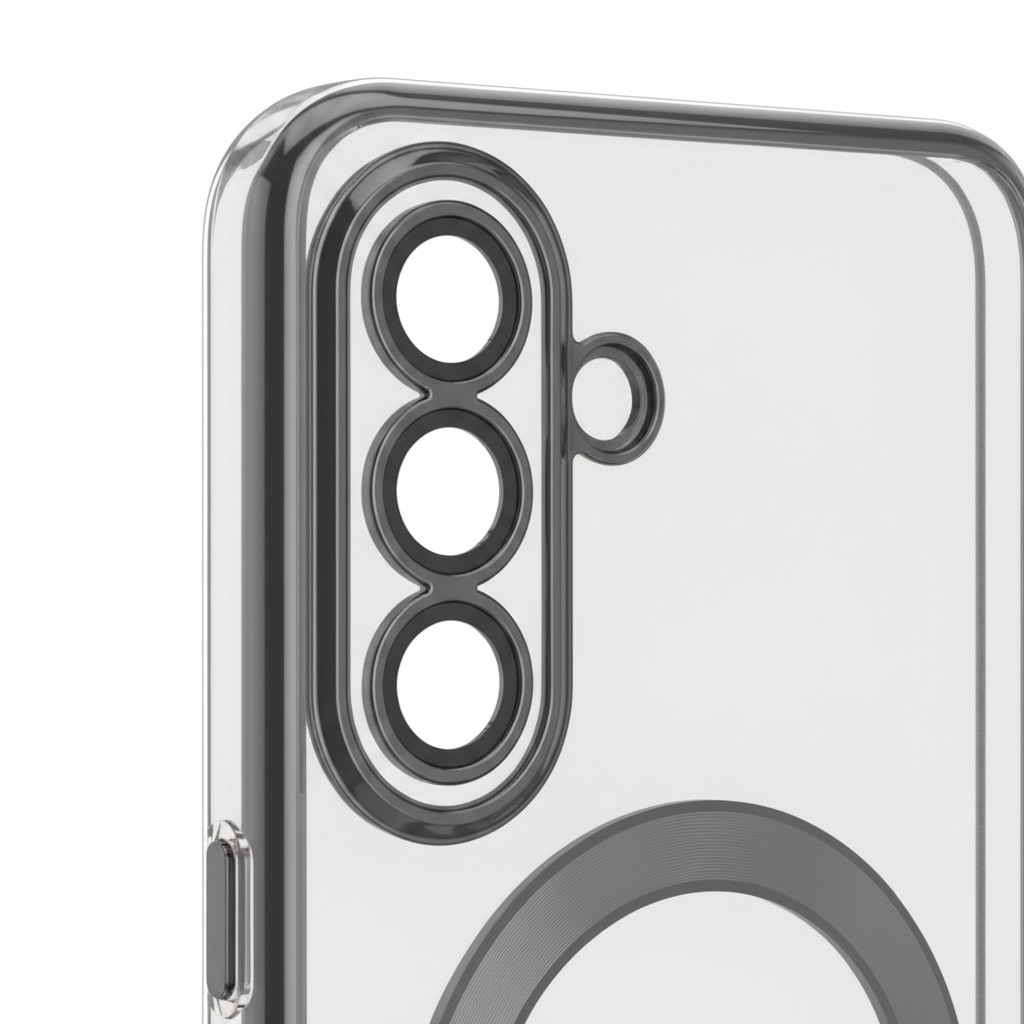 anco Magnetic Chrome Case – Detailansicht Chrome-Rahmen MagSafe-Ring Kamera-Ausschnitt