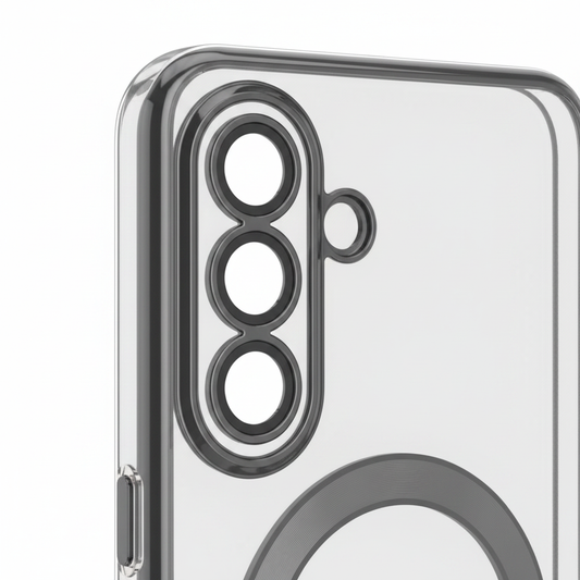 anco Magnetic Chrome Case – Detailansicht Chrome-Rahmen MagSafe-Ring Kamera-Ausschnitt