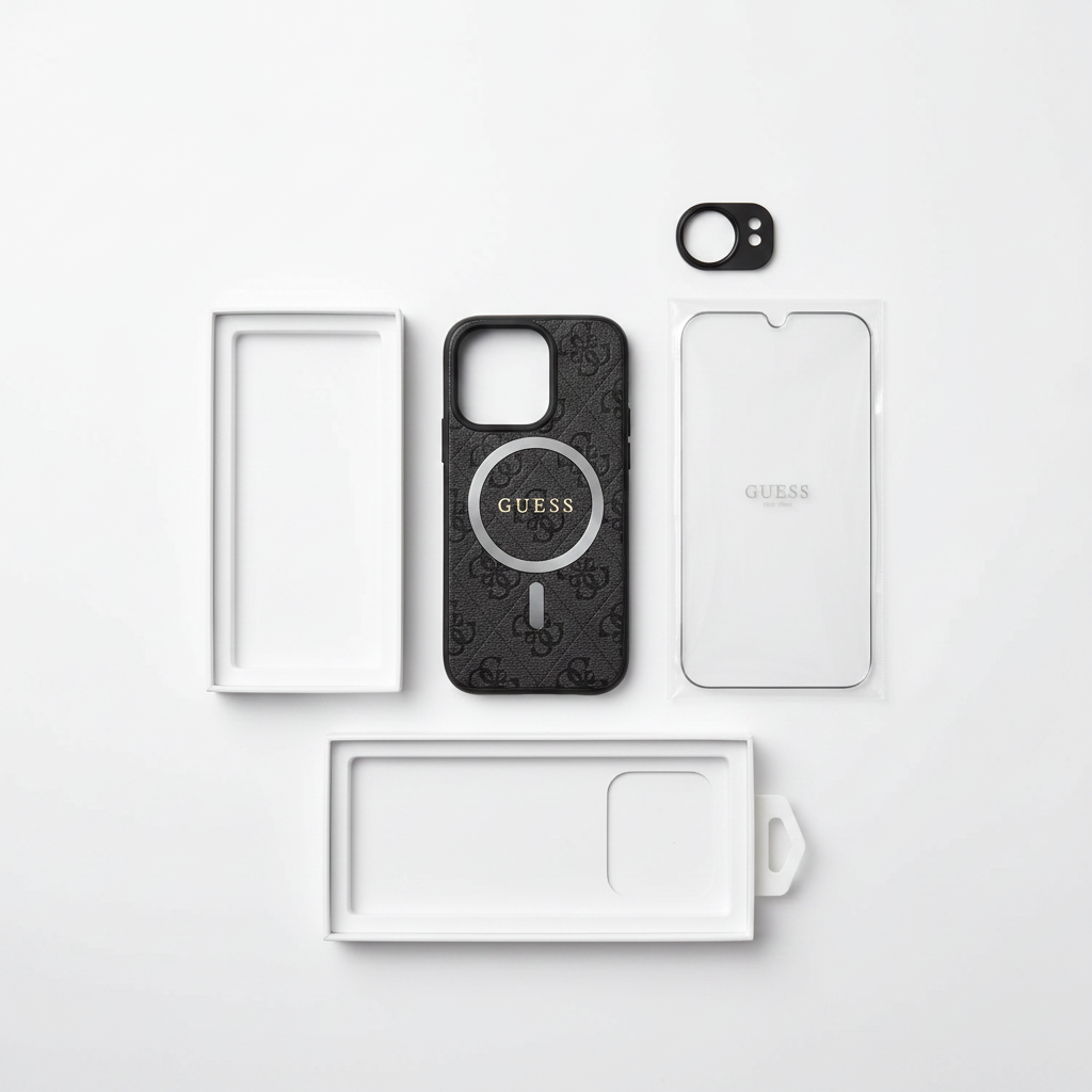 Guess MagSafe Case iPhone 16 Pro Bundle mit Schutzglas