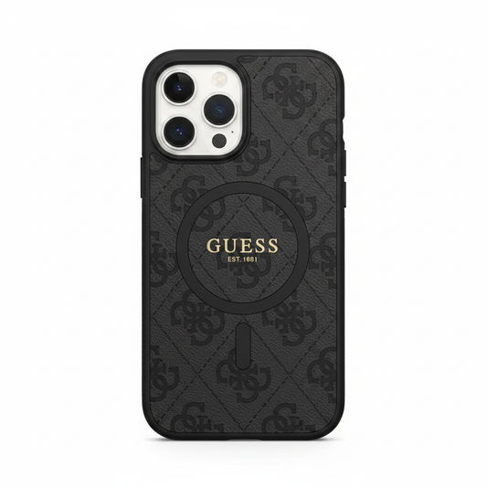 Guess PU Leather 4G MagSafe Case iPhone 16 Pro Schwarz ohne Verpackung