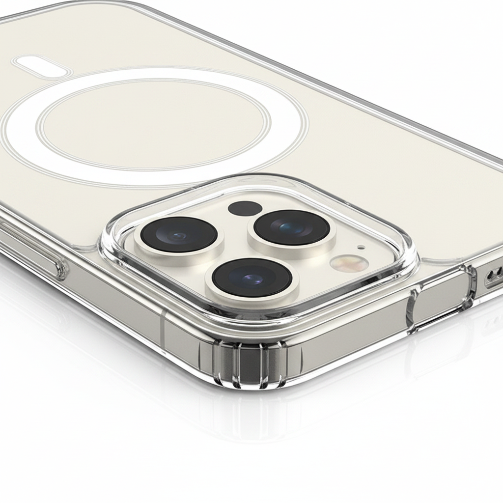 Detail Eckschutz und MagSafe Ring iPhone 17 Pro Case