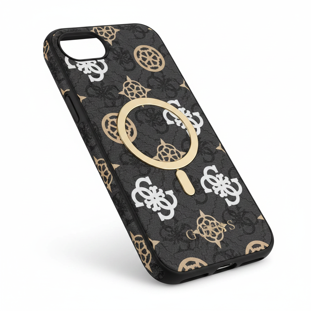 Guess 4G Peony Pattern MagSafe Case iPhone 16e / 17e – Schrägansicht