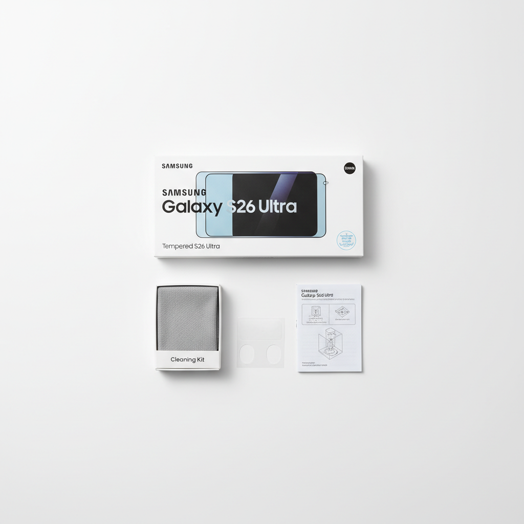 4smarts Second Glass S26 Ultra – Lieferumfang Flat Lay
