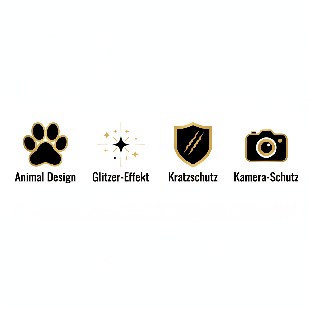 anco Animal Case – Badge Animal Design Glitzer Kratzschutz Kameraschutz