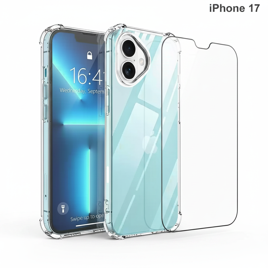 okkes AIR TPU Case iPhone 17 Bundle mit Schutzglas
