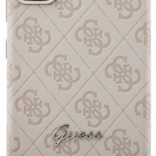 Guess PU 4G Leather Case S26 Ultra – Detailansicht 4G-Prägung Silber-Kamerarahmen Signature Logo