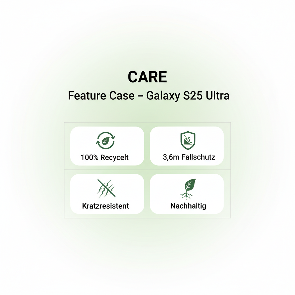 CARE Feature Case Heat Beat S25 Ultra – 100% Recycelt, 3,6m Fallschutz, Kratzresistent, Nachhaltig