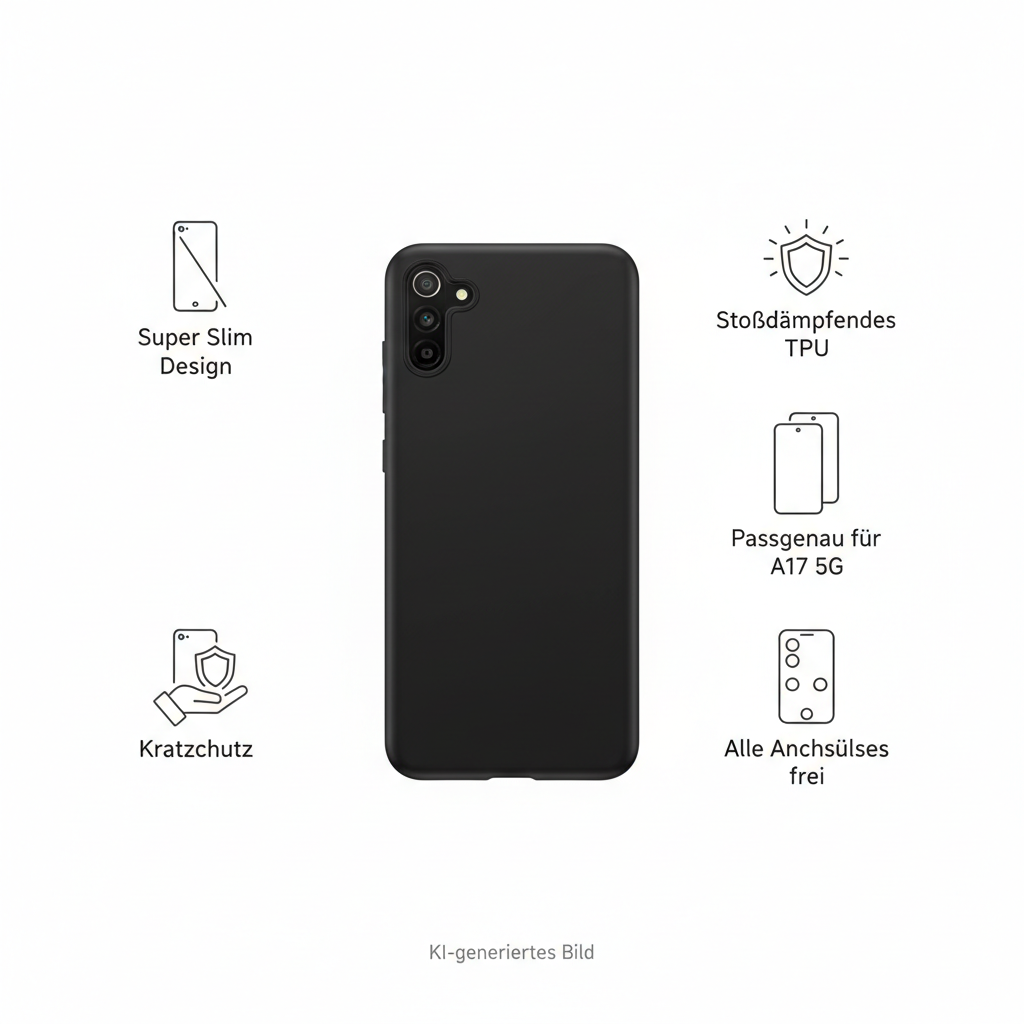 okkes TPU Slim Case Samsung Galaxy A17 5G Schwarz – Infografik | KI-generiertes Bild
