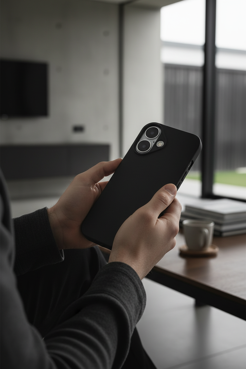 okkes BASIC TPU Case iPhone 17 Black Lifestyle Foto