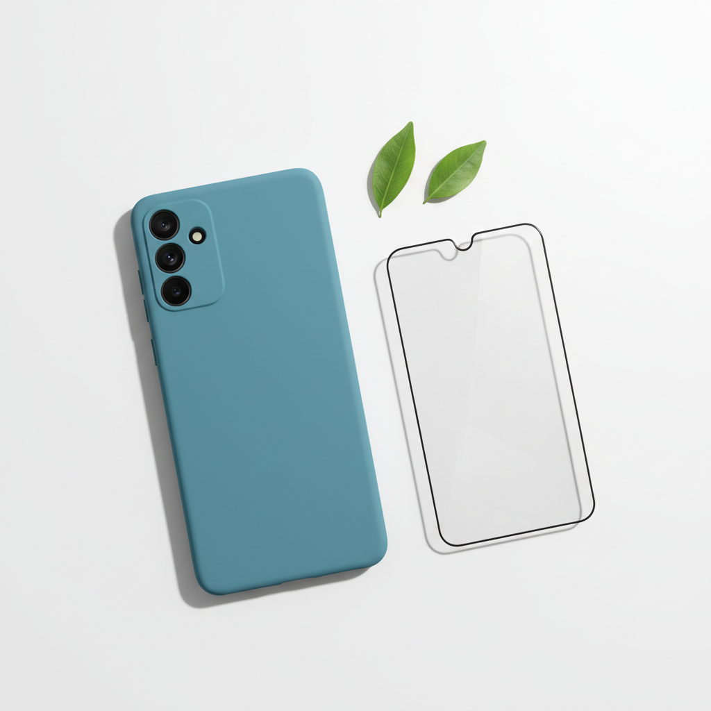 anco Bioly Case Galaxy A35 5G – Bundle mit Panzerglas und Naturblättern