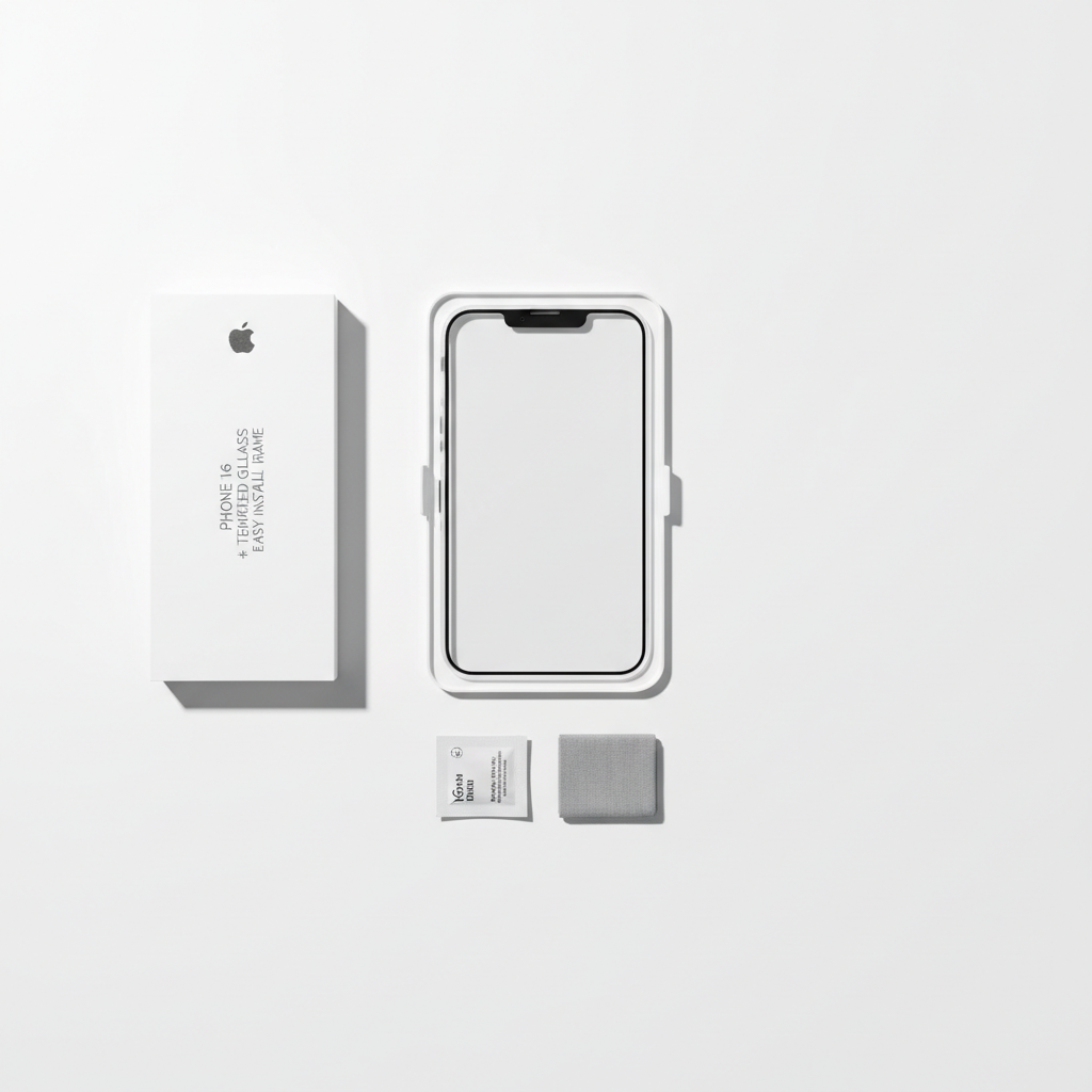 4smarts Second Glass iPhone 16 – Lieferumfang Flat Lay