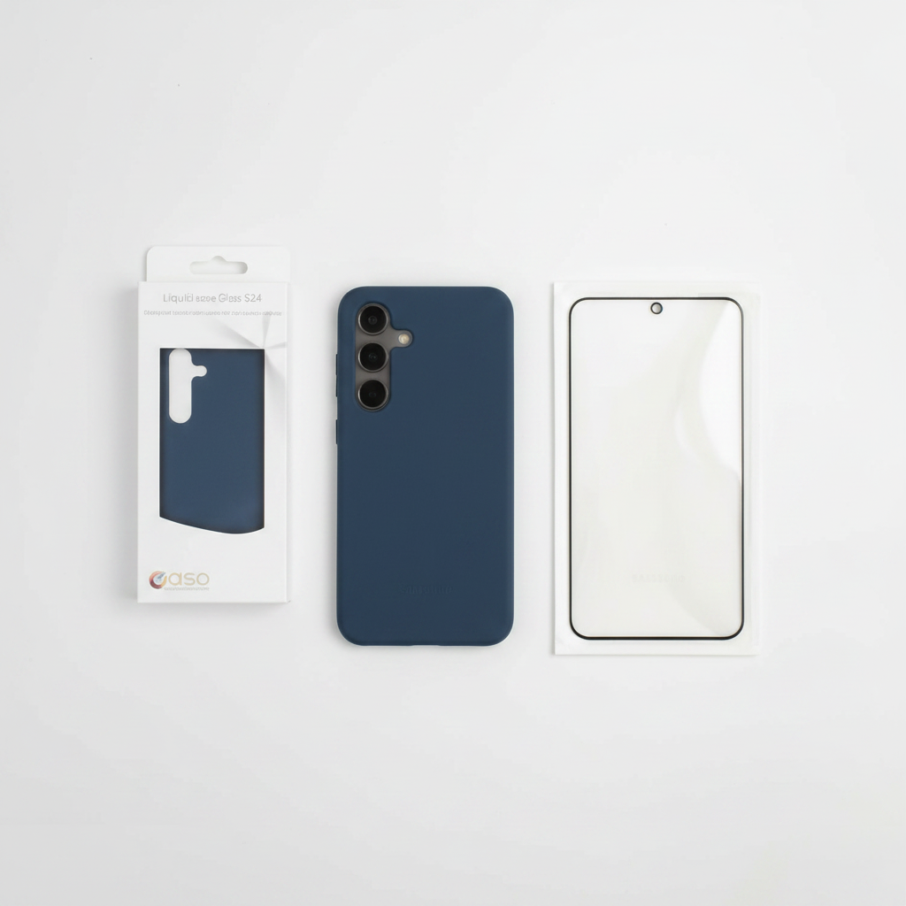 anco Liquid Silicone Case S24 Bundle mit Panzerglas – Komplett-Schutz Set