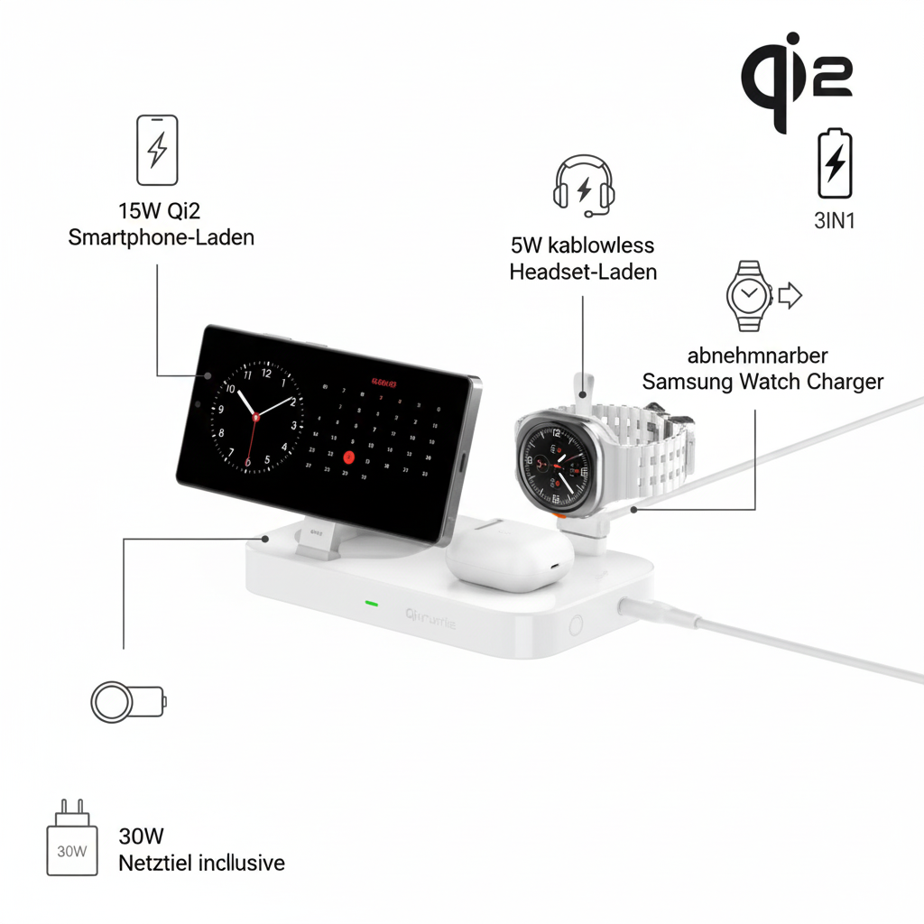 4smarts Qi2 Trident Ladestation Samsung Watch Features
