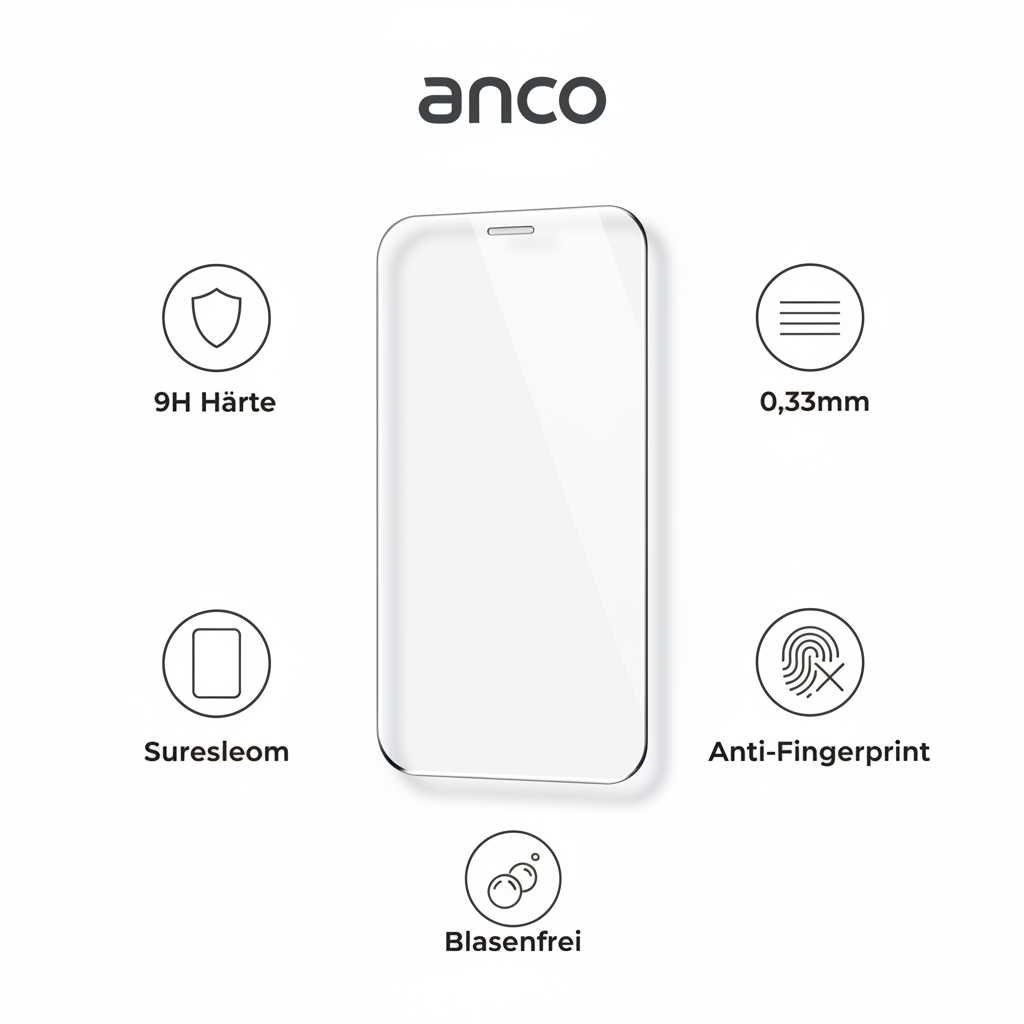 anco Tempered Glass Fullscreen iPhone 15 Pro – Features Infografik