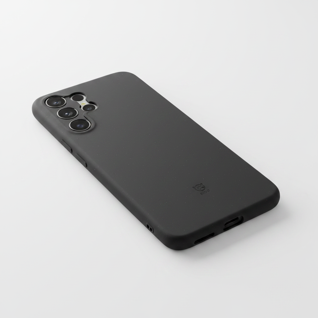 anco Bioly Case Galaxy S25 – Schrägansicht natürliche Eco-Textur Seitenprofil