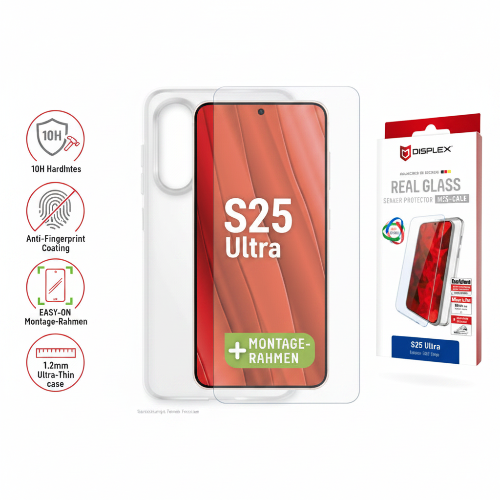 DISPLEX Real Glass + Case Samsung Galaxy S25 Ultra – Infografik