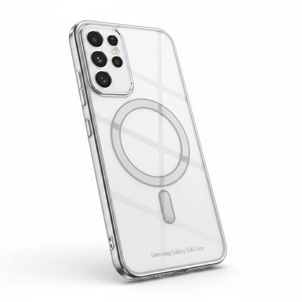 anco Magnetic Chrome Case Samsung Galaxy S26 – Schrägansicht Chrome-Rahmen