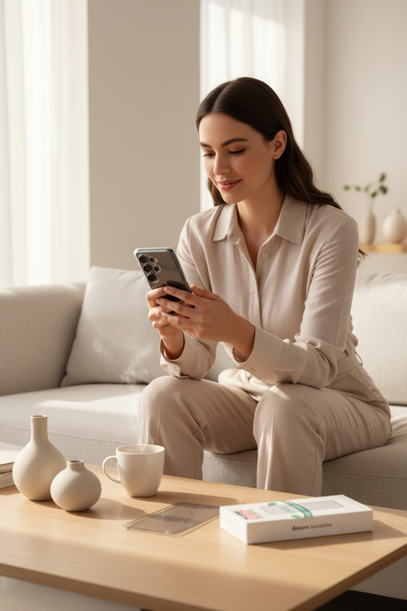 4smarts 360° Protection Set S26 Ultra – Lifestyle Foto im modernen Zuhause
