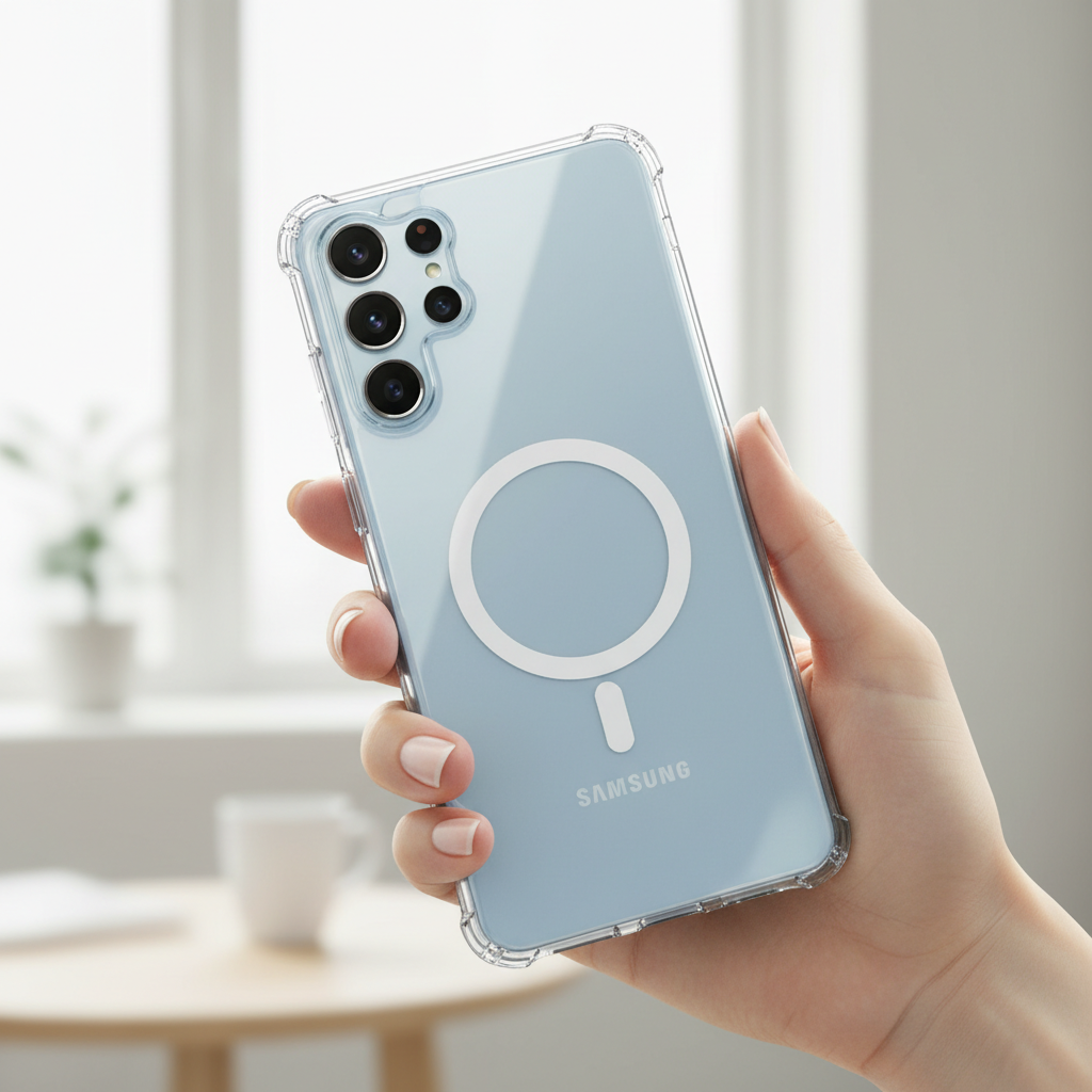Samsung Galaxy S26 Plus Transparent MagSafe Clear Case Anwendungsbild