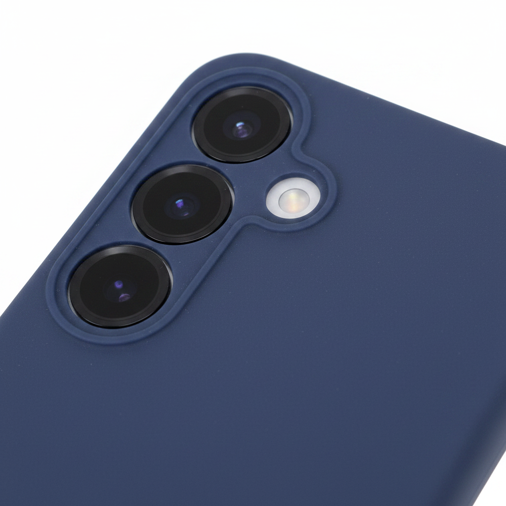 anco TPU Case Galaxy S25 Dunkelblau – Detailansicht matte Textur Kameraausschnitt