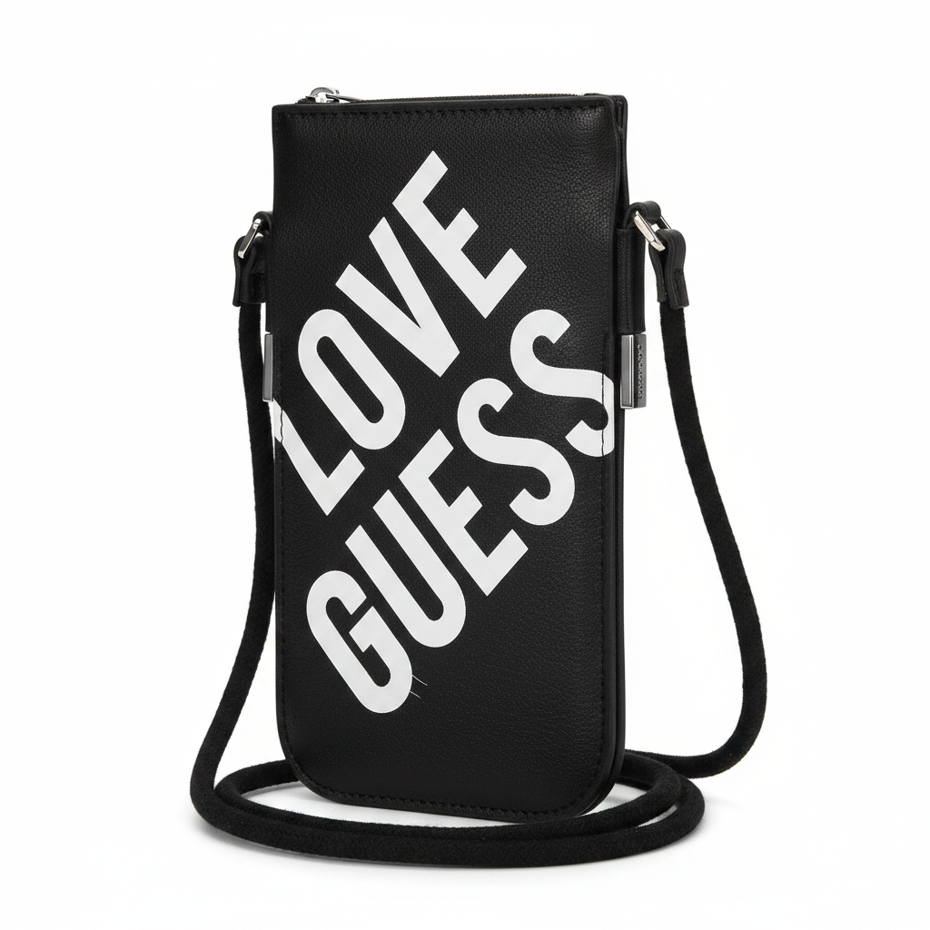 Guess 4G Big Love Logo Phone Bag Schwarz – Schrägansicht
