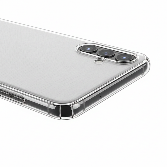 okkes AIR TPU Case S25+ – Detailansicht 0,3 mm Kante flexibles TPU Kameraausschnitt
