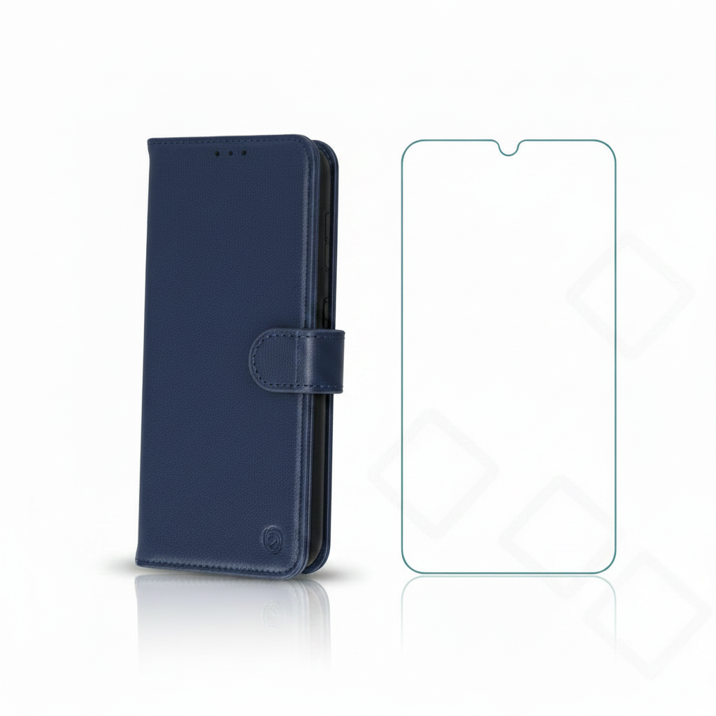 anco Basic Bookcase Samsung Galaxy A25 5G – Bundle mit Panzerglas