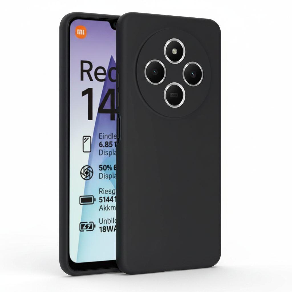 anco Dark Case Redmi 14C / A4 / POCO C75 – Schrägansicht schwarz