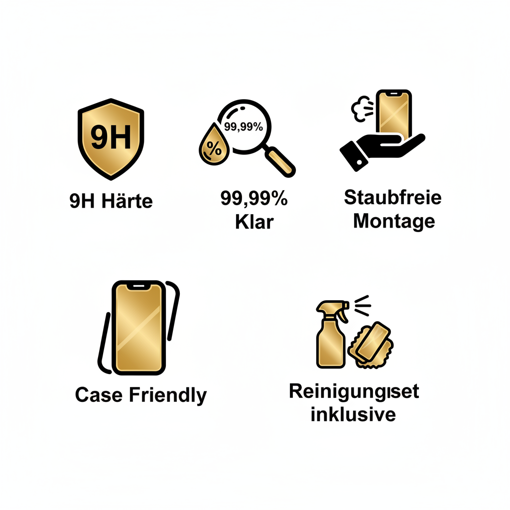 4smarts Second Glass – 9H Härte, 99,99% klar, staubfreie Montage, Case Friendly, Reinigungsset inklusive