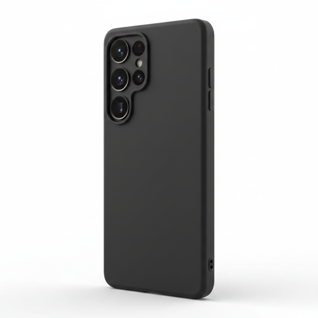 anco Dark Case Galaxy S25 Ultra – Schrägansicht Rück- und Seitenprofil
