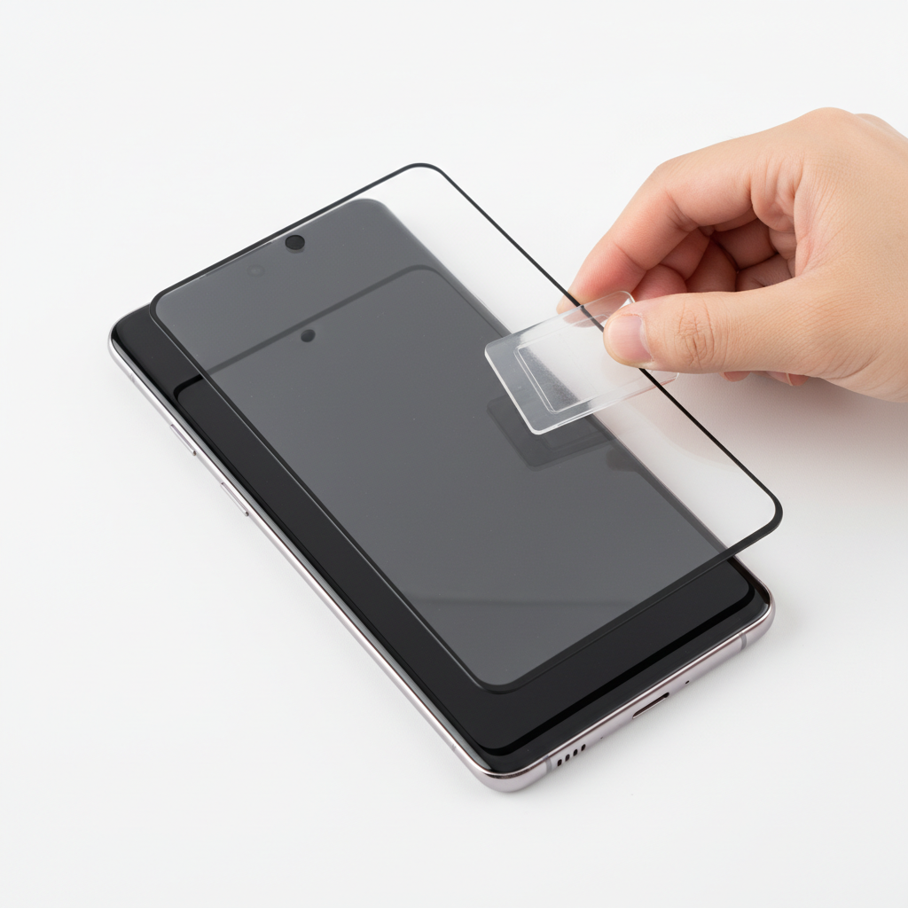 anco Tempered Glass Fullscreen Galaxy S25 Ultra – Blasenfreie Montage auf Smartphone