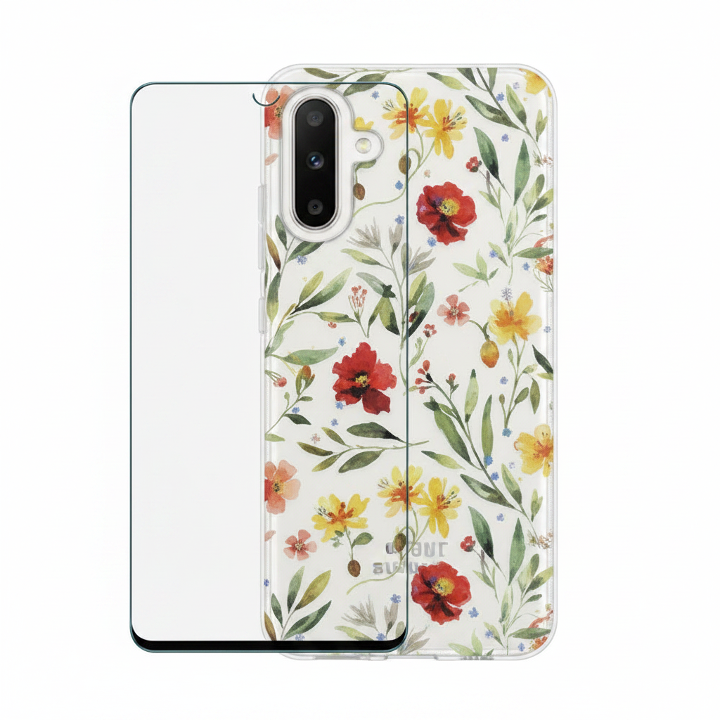 anco Flower Case Galaxy A17 – Bundle mit Panzerglas