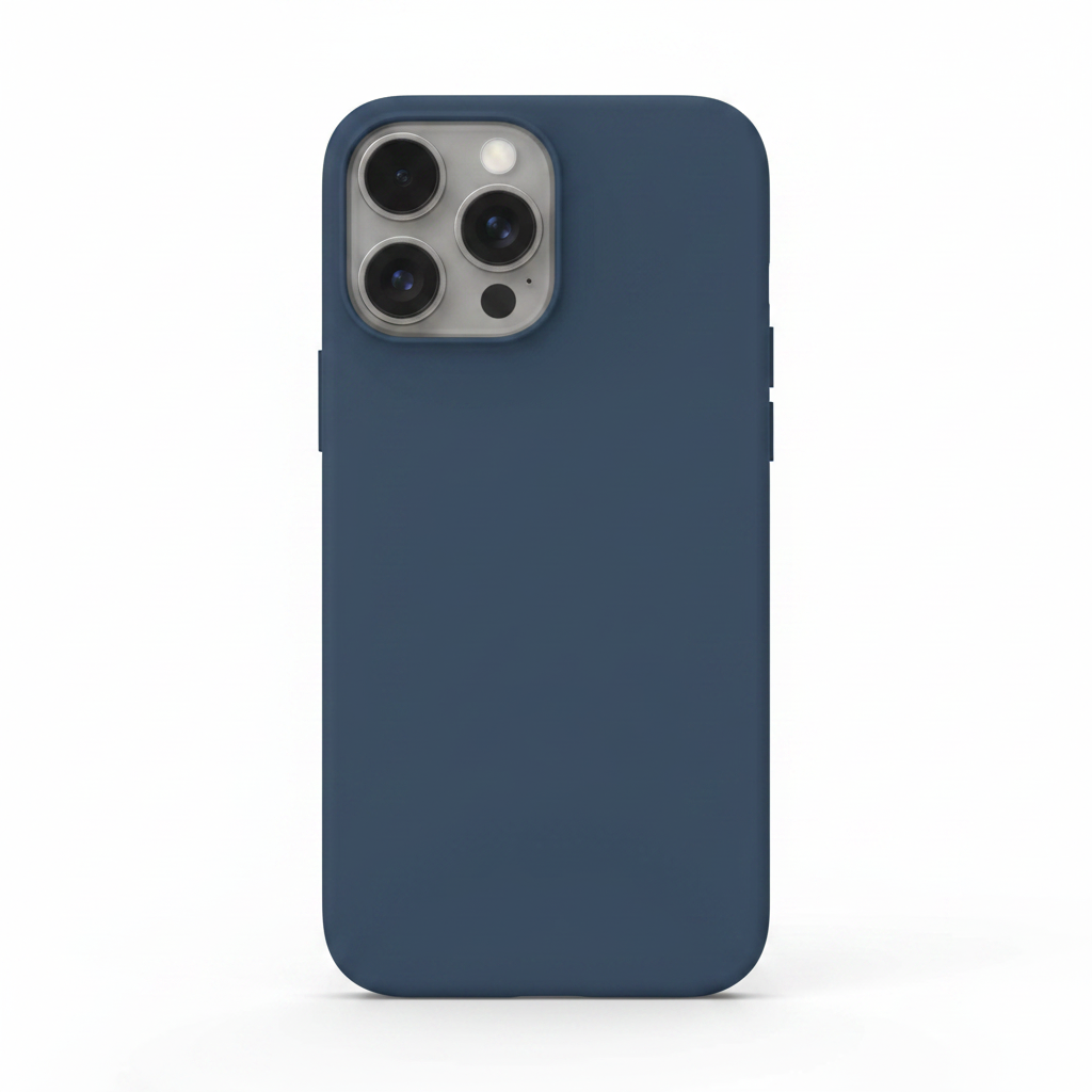 Dunkelblau Liquid Silicone iPhone 15 Pro Max Hülle – Frontansicht
