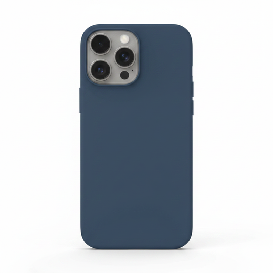Dunkelblau Liquid Silicone iPhone 15 Pro Max Hülle – Frontansicht