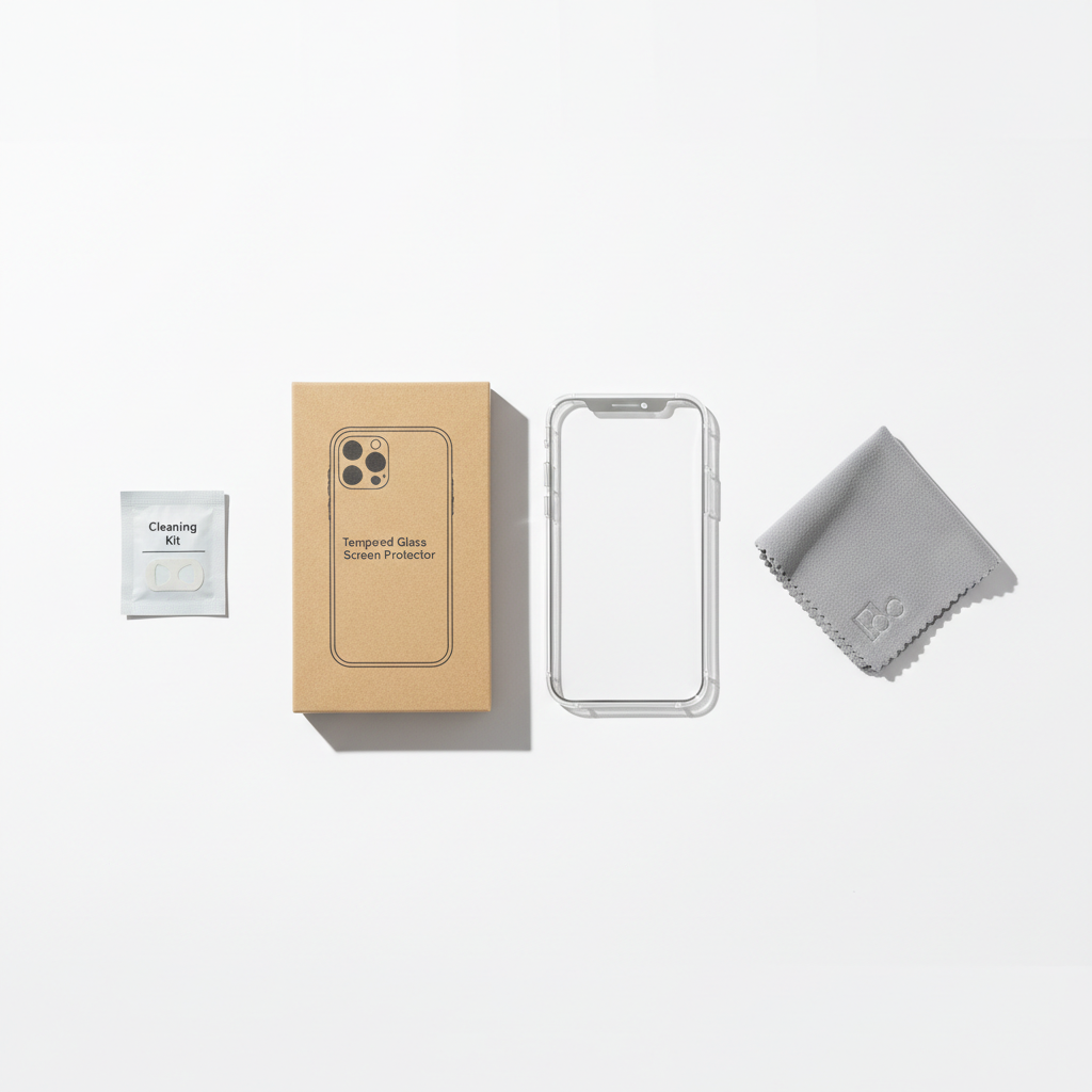 4smarts Second Glass iPhone 16 Pro Max – Lieferumfang Flat Lay