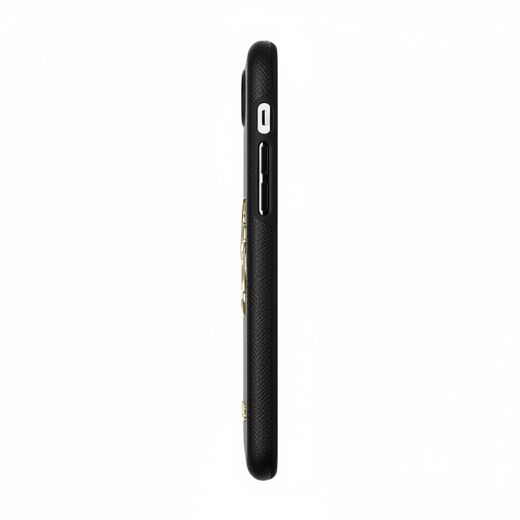 Guess Grained Big 4G Logo Case iPhone 16e / 17e Schwarz – Seitenansicht