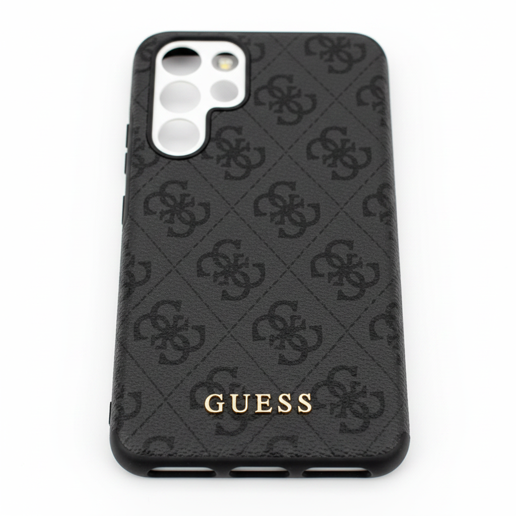 Guess 4G Charms Saffiano Case Galaxy S24 Ultra – Detail Saffiano-Textur