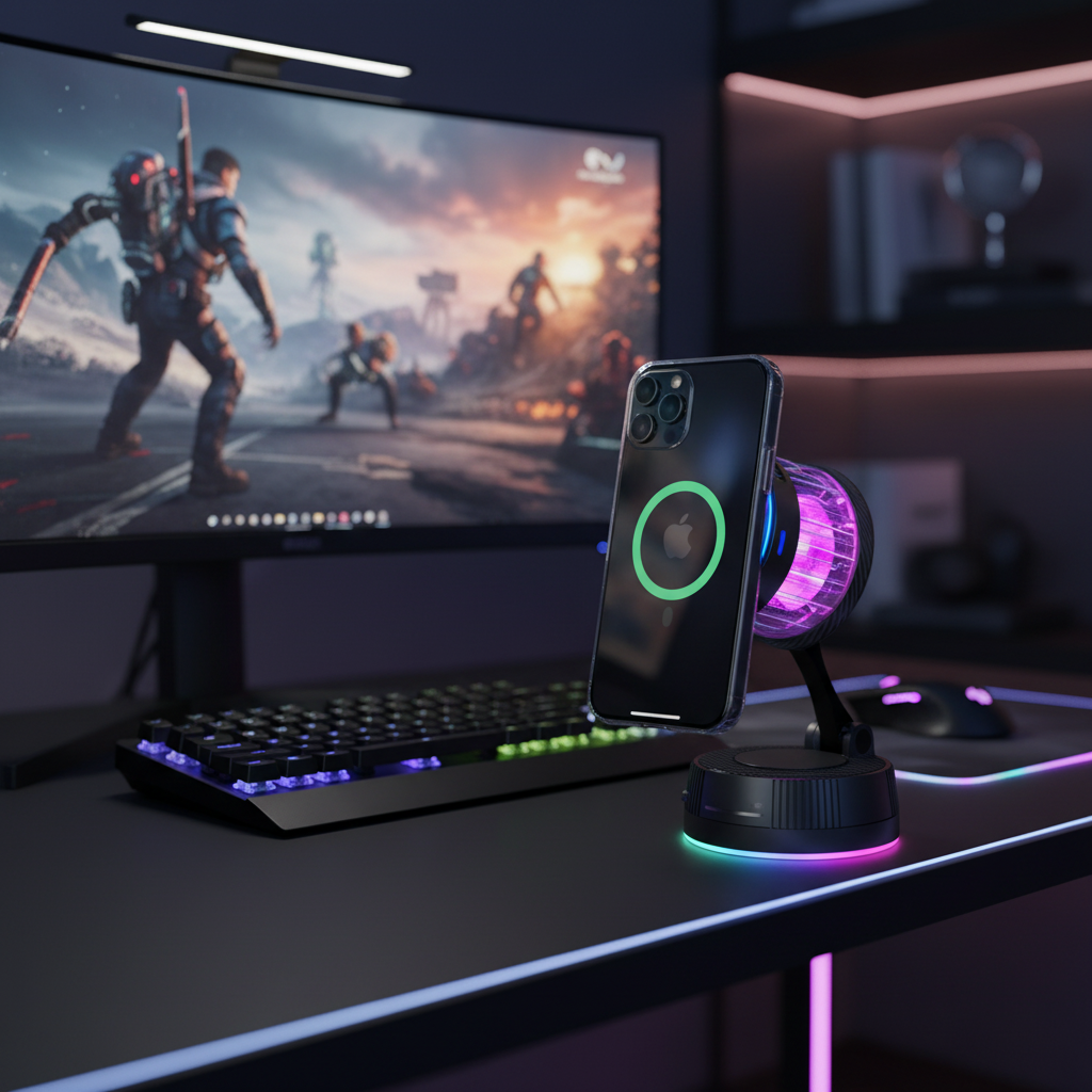 4smarts Qi2 25W MagSafe RGB Lifestyle Gaming Desk