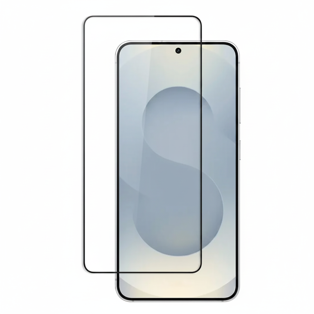 okkes Premium Panzerglas 3D Samsung Galaxy S25 Edge – Flat Lay