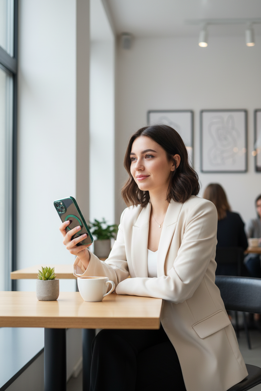 anco Magnetic Chrome Case S26+ – Lifestyle Foto Samsung Galaxy S26+ im Alltag