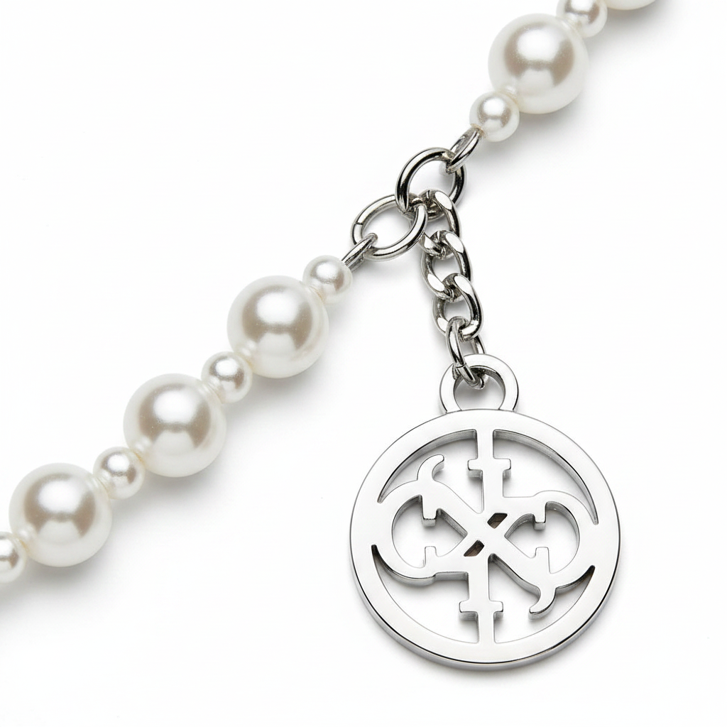 Guess Pearl Strap – Detailbild Perlen & 4G Metallcharm