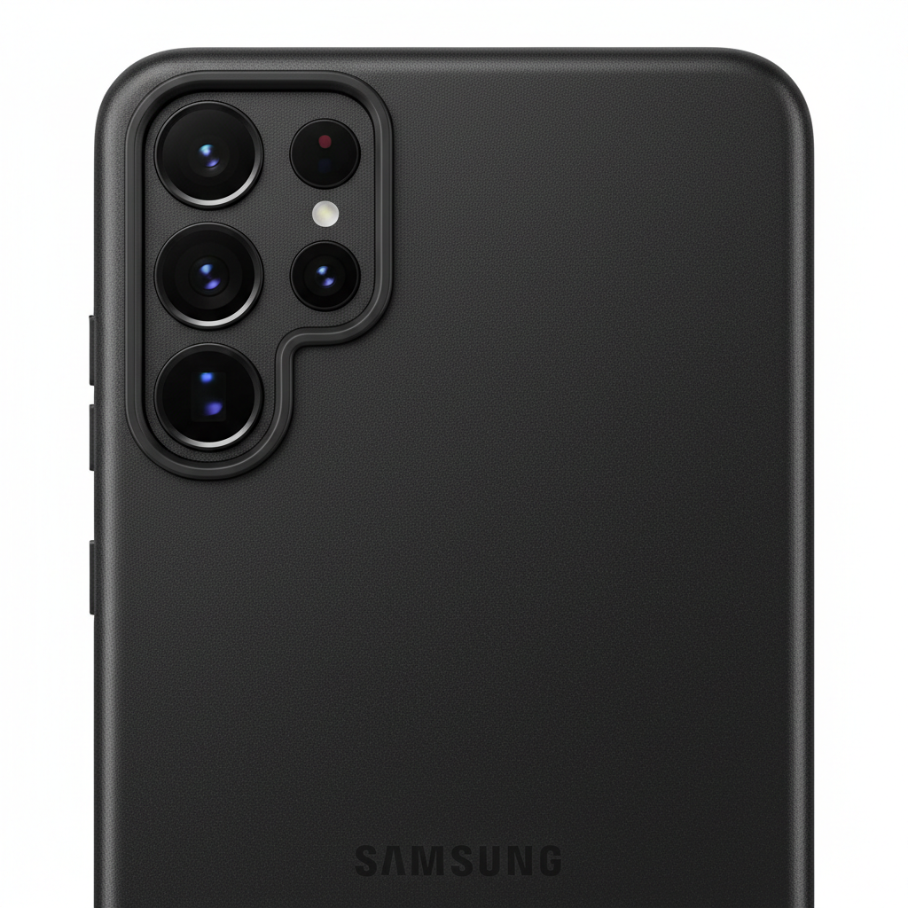 anco Dark Case S26 Ultra – Detailansicht matte Textur und Kameraausschnitt